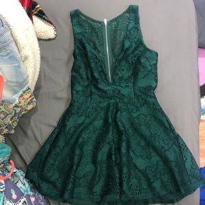Green lace romper